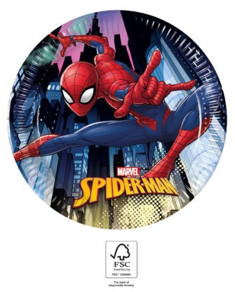 Spiderman Team Up, Pókember papírtányér 8 db-os 19,5 cm FSC
